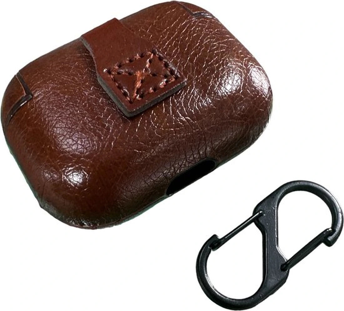 Hoesje geschikt voor AirPods - Case geschikt voor AirPods Pro - Bruin - Inclusief Hanger - Stijlvol Hoesje - Geschikt voor Apple Air Pods Pro