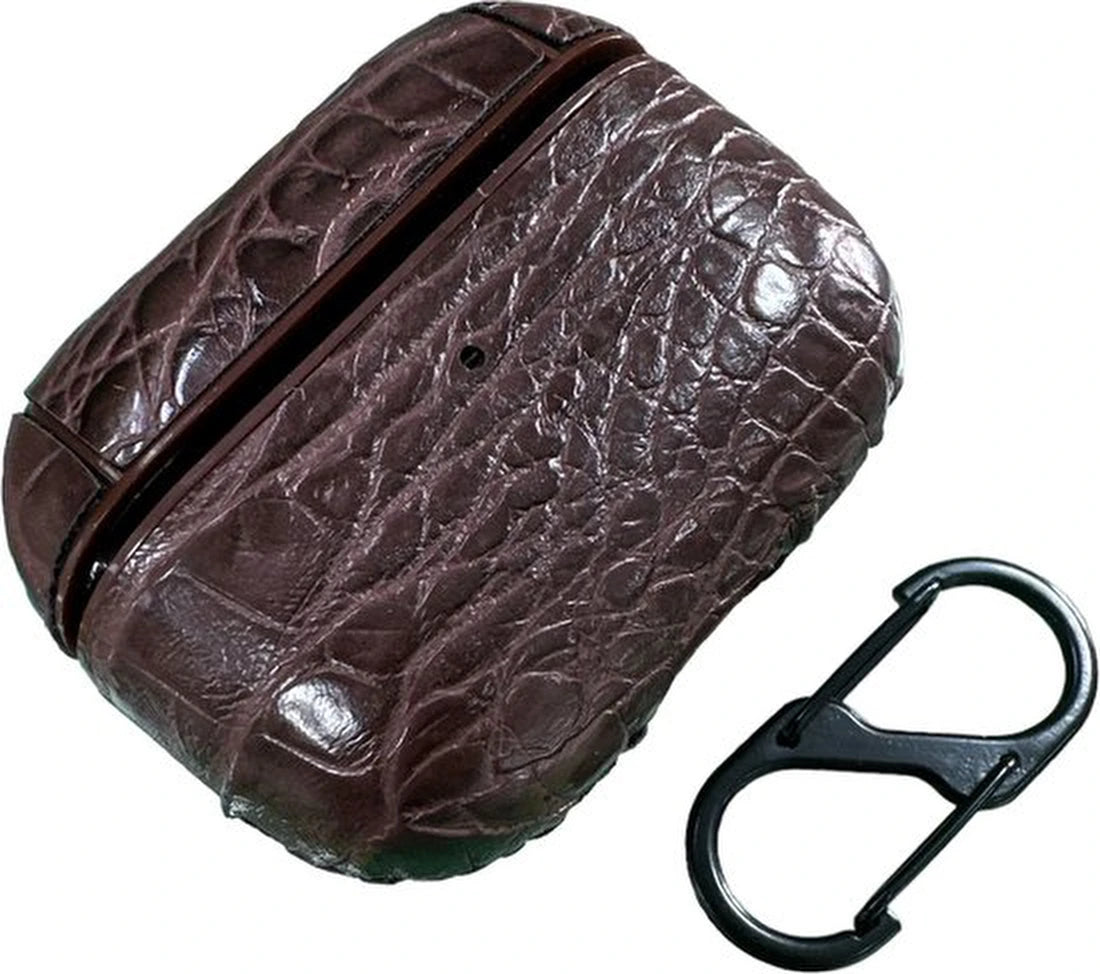 Hoesje geschikt voor AirPods - Case geschikt voor AirPods Pro - Croco Bruin - Inclusief Hanger - Stijlvol Hoesje - Geschikt voor Apple Air Pods Pro