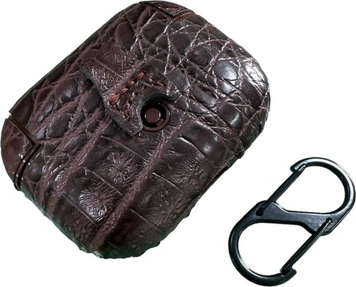 AirPods Pro Hoesjes – Croco Design Case – Inclusief Hanger – Stijlvol & Beschermend – Bruin-Koptelefoon case-Ilumina Benelux