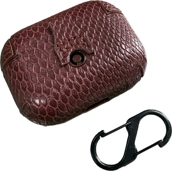AirPods Pro Case – Geschikt voor AirPods Pro – Snake Print – Inclusief Hanger – Bruin-Koptelefoon case-Ilumina Benelux