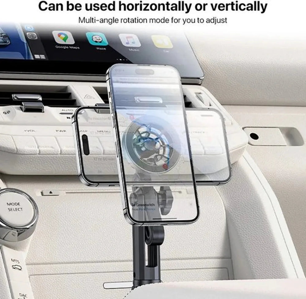 Telefoonhouder auto – Bekerhouder montage – Verstelbare lange arm met snelverlenging – Universeel MagSafe compatibel – Zwart-Ilumina Benelux