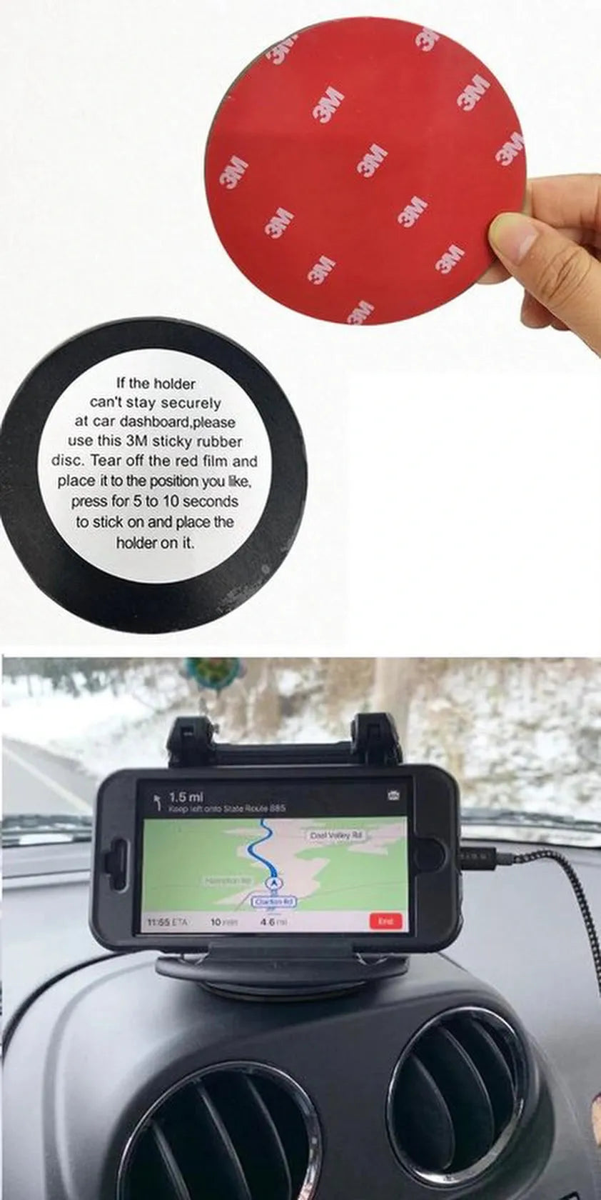 Telefoonhouder auto – Dashboard anti-slip sticky pad – Plakfunctie – Smartphone & muntenhouder – Zwart-Ilumina Benelux