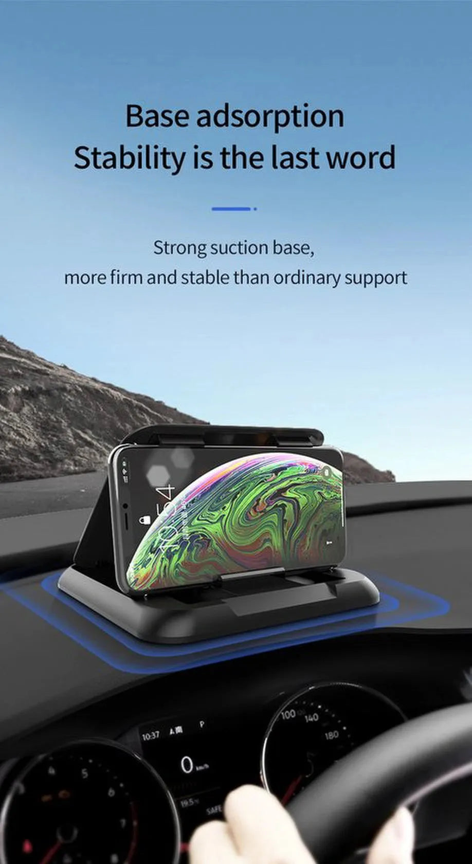 Telefoonhouder auto – Dashboard plakmontage – 360° draaibaar – Universeel voor smartphones – Zwart-Ilumina Benelux