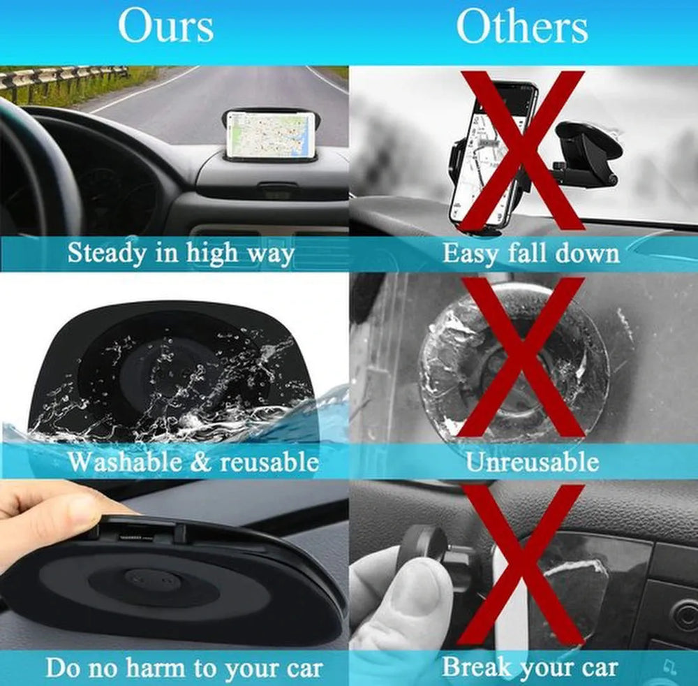 Telefoonhouder auto – Dashboard plakmontage – 360° draaibaar – Universeel voor smartphones – Zwart-Ilumina Benelux