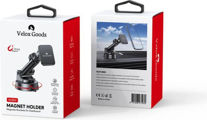 Telefoonhouder auto – Magnetisch – Sterke zuignap – Uittrekbare arm – 360° draaibaar – Zwart-Ilumina Benelux