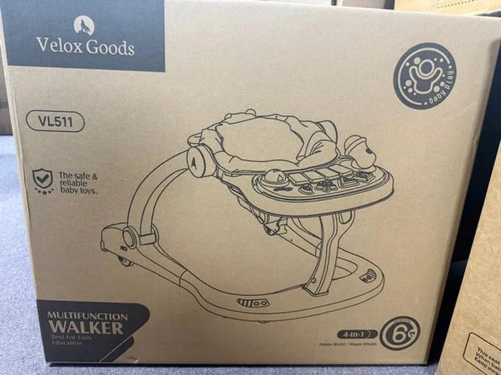 Wipstoel baby – Velox Goods VL-514 – Trillingen & muziek – Verstelbare rugleuning en speelboog – Inklapbaar – Grijs/Beige-Wipstoel-Ilumina Benelux