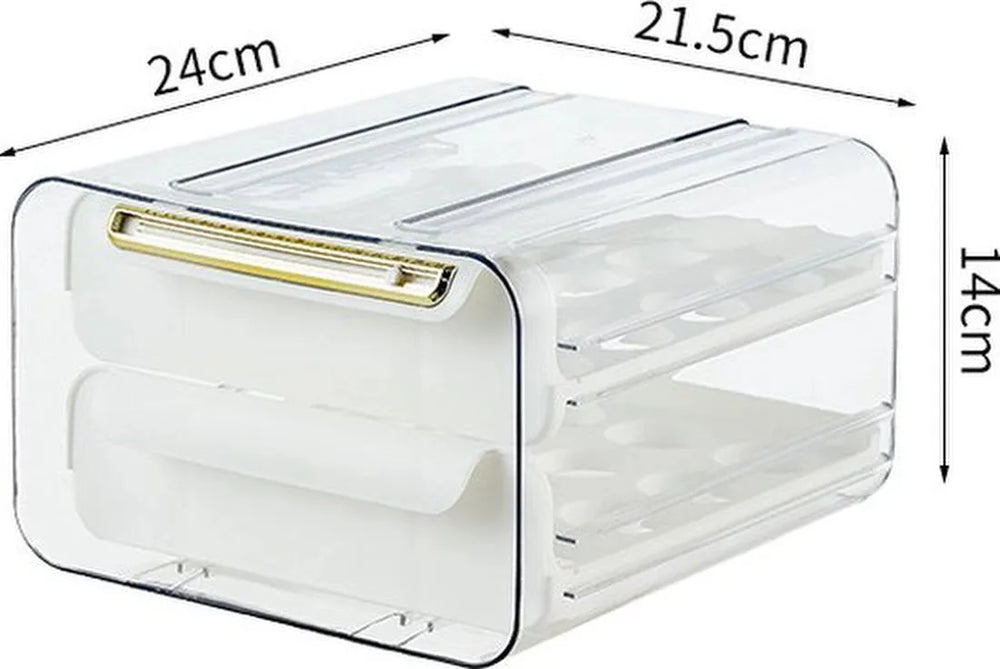 Eierhouder koelkast – Duo-laags eiertray 32 eieren (16+16) – Transparant – Stapelbaar – Velox Goods VL-526-Eierdop-Ilumina Benelux