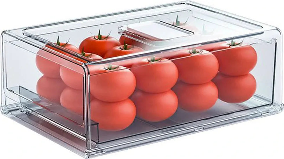 Koelkast organizer – Transparante schuiflade bak – BPA-vrij stapelbaar – 30×20,6×11,5 cm – Velox Goods VL-532-Keukenkastorganizer-Ilumina Benelux