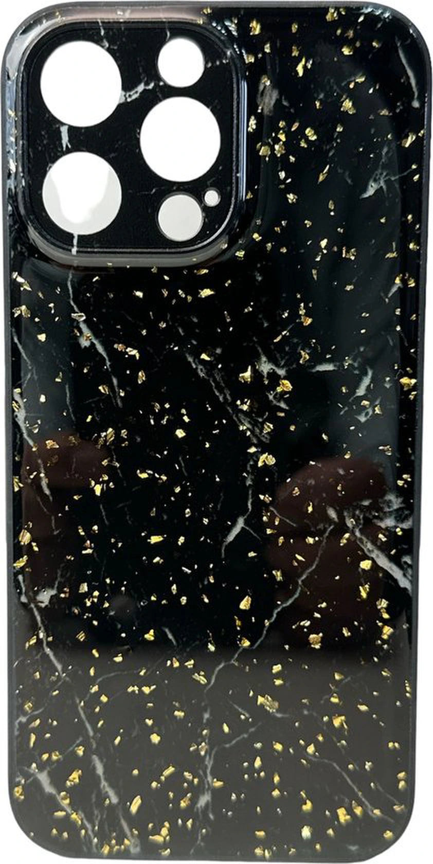 iPhone 13 Pro Hoesjes – Siliconen Backcover – Marmer Print – Zwart