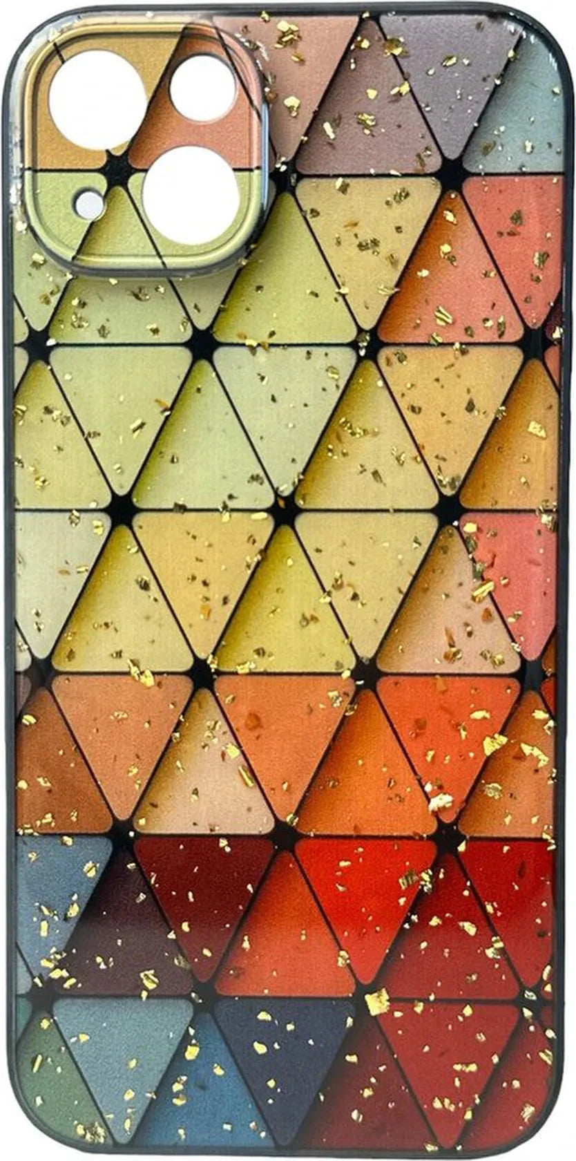 iPhone 14 Hoesjes – Siliconen Backcover – Marmer Triangle Print – Schokbestendig-Ilumina Benelux