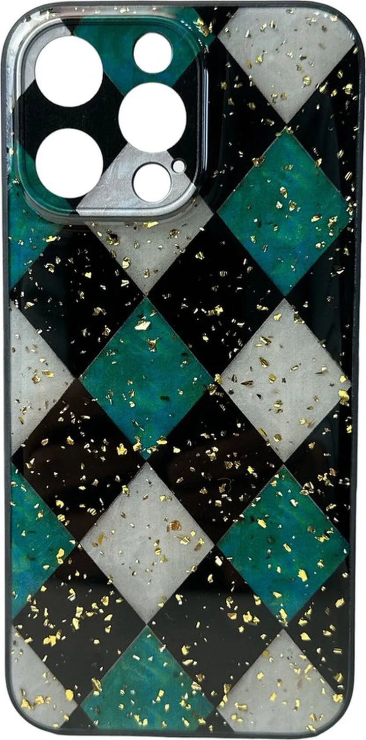 iPhone 14 Pro Max Hoesjes – Siliconen Backcover – Marmer Print – Groen-Ilumina Benelux