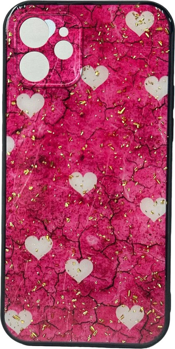 iPhone 11 Pro Max Hoesjes – Siliconen Backcover – Print Roze Hartjes – Soft Silicone – Roze-Ilumina Benelux