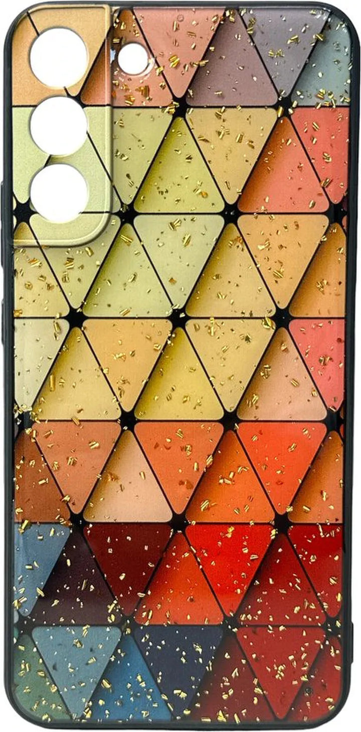 Samsung Galaxy S23 Hoesjes – Siliconen Backcover – Marmer Triangle Print – Schokbestendig-Ilumina Benelux