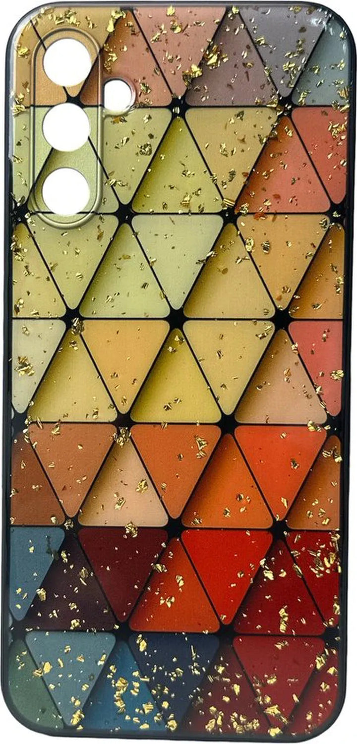 Samsung Galaxy A34 5G Hoesjes – Siliconen Backcover – Marmer Triangle Print – Schokbestendig-Ilumina Benelux