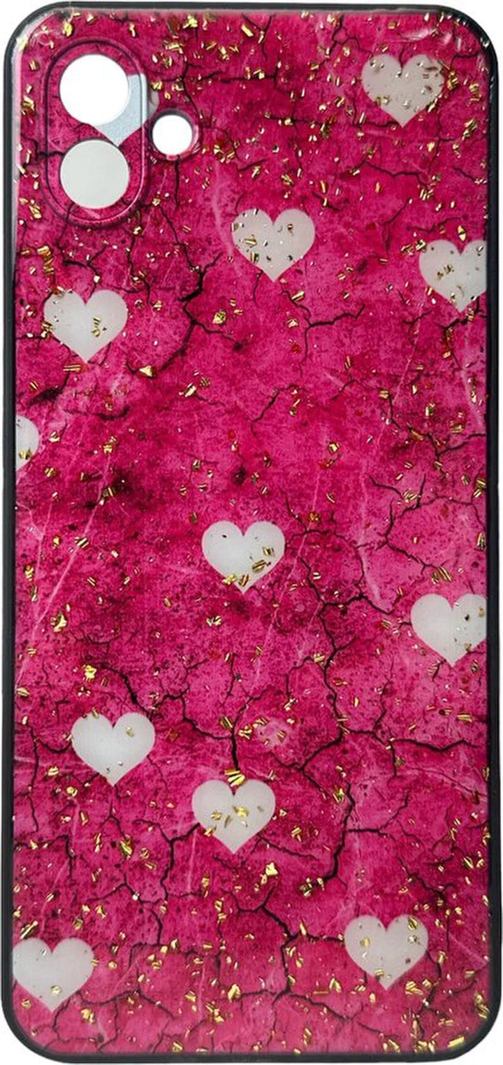 Samsung Galaxy A04 Hoesjes – Siliconen Backcover – Print Roze Hartjes – Roze-Ilumina Benelux