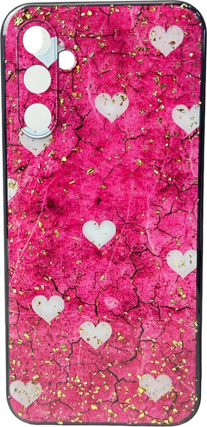 Samsung Galaxy A54 5G Hoesjes – Siliconen Backcover – Print Roze Hartjes – Roze-Ilumina Benelux