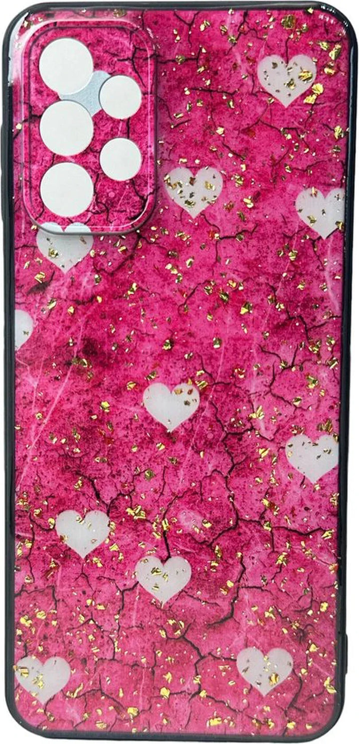 Samsung Galaxy A32 4G Hoesjes – Siliconen Backcover – Print Roze Hartjes – Roze-Ilumina Benelux