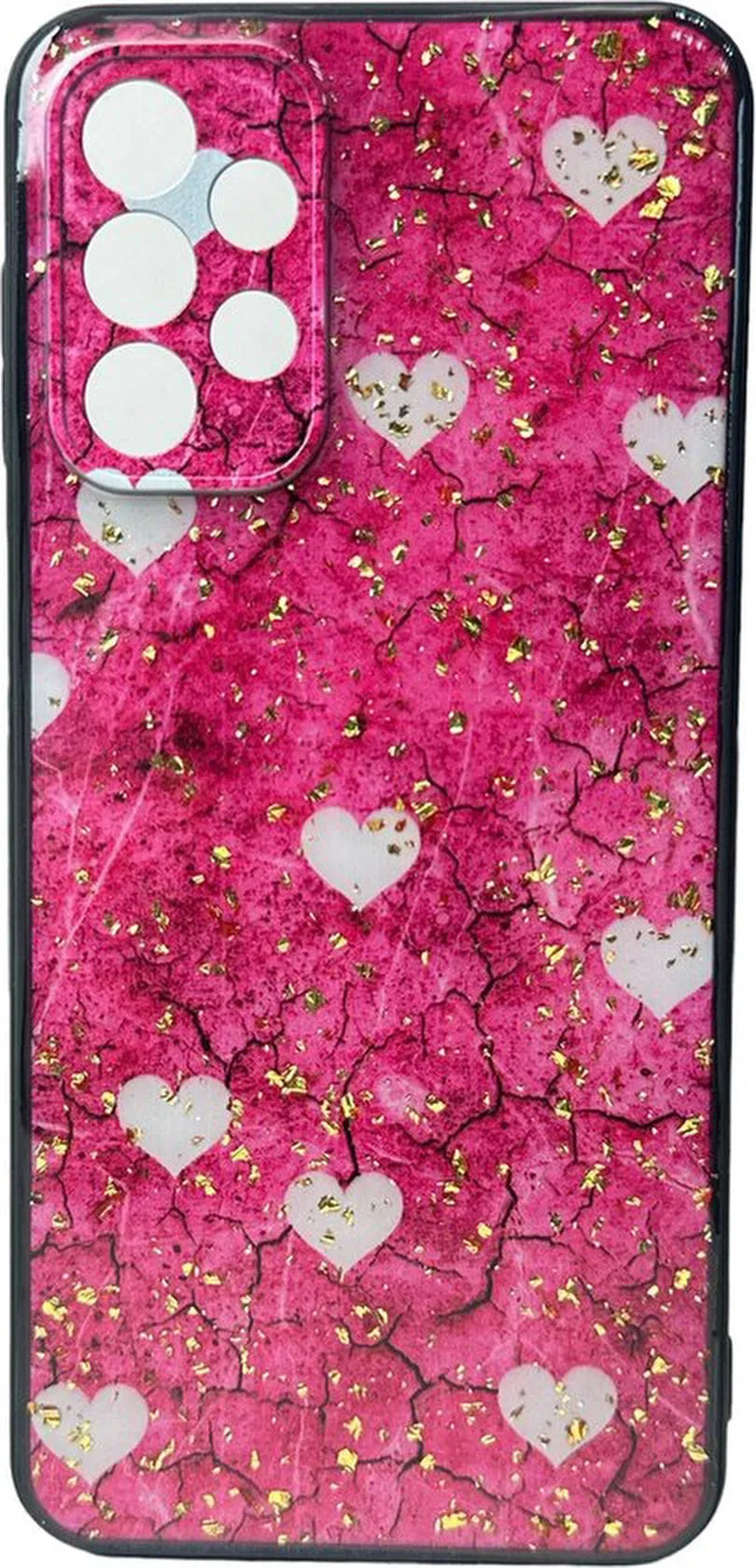 Samsung Galaxy A33 5G Hoesjes – Siliconen Backcover – Print Roze Hartjes – Roze-Ilumina Benelux