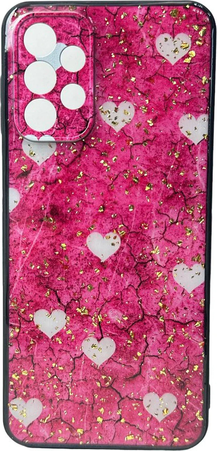 Samsung Galaxy A23 4G/5G Hoesjes – Siliconen Backcover – Soft TPU – Print Roze Hartjes – Roze-Ilumina Benelux