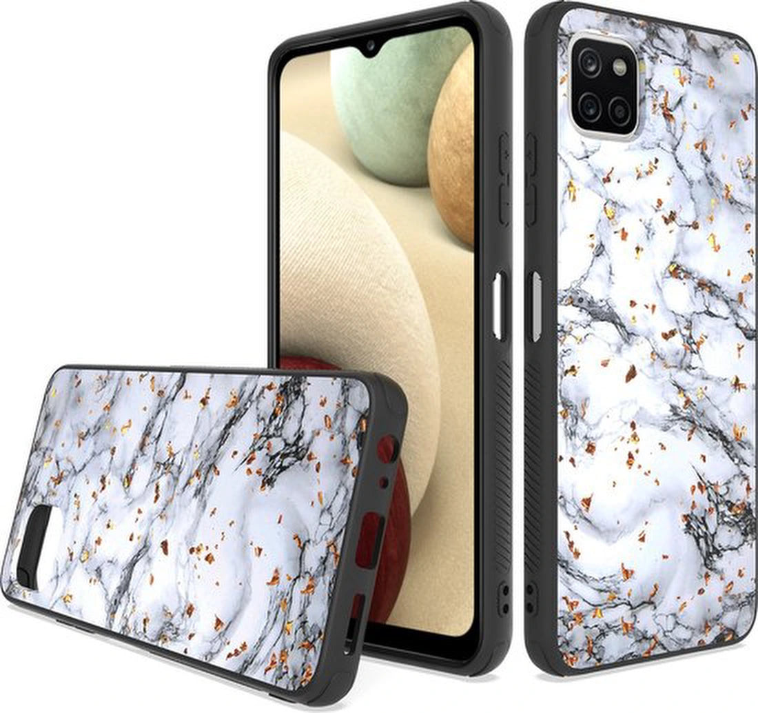 Samsung Galaxy A22 4G Hoesjes – Siliconen Backcover – Marmer Print – Wit