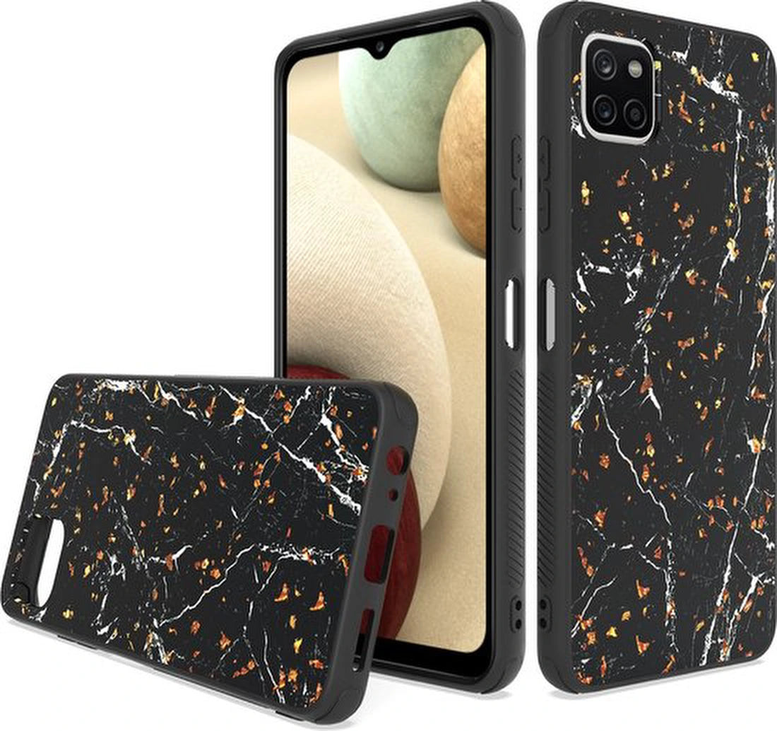 Samsung Galaxy A22 4G Hoesjes – Siliconen Backcover – Marmer Print – Zwart