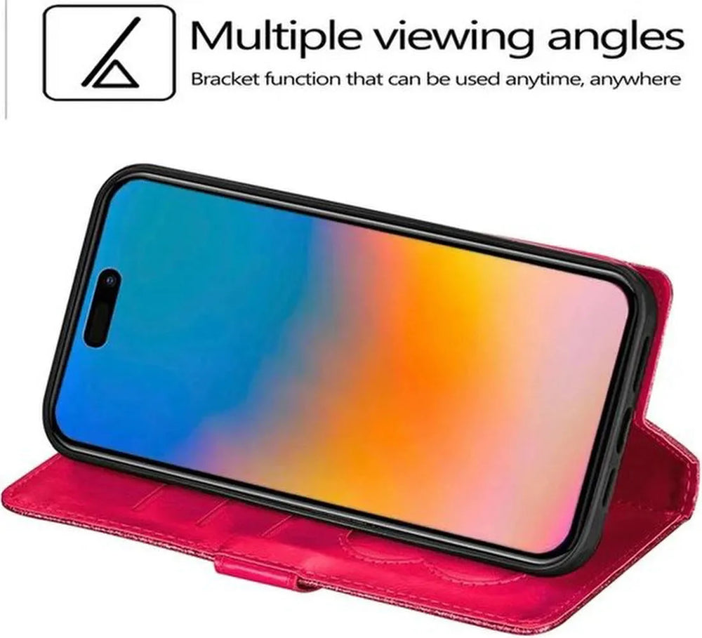 iPhone 15 Plus Hoesjes – Glitter Portemonnee Hoes – Rits & Koord – Pasjeshouder – Roze-Ilumina Benelux