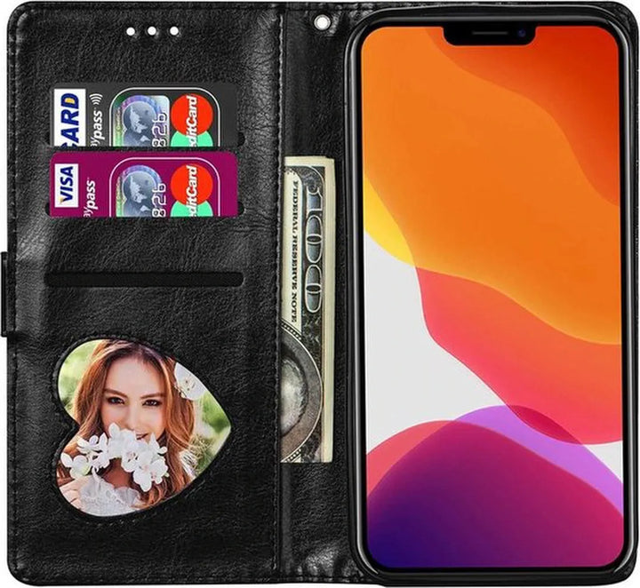 iPhone 14 Pro Max Hoesjes – Glitter Portemonnee Hoes – Rits & Koord – Pasjeshouder – Zwart-Ilumina Benelux
