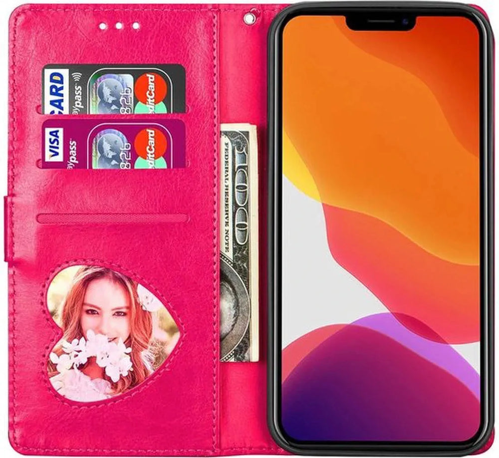 iPhone 14 Pro Max Hoesjes – Glitter Portemonneehoes – Rits & Koord – Pasjeshouder – Roze-Ilumina Benelux