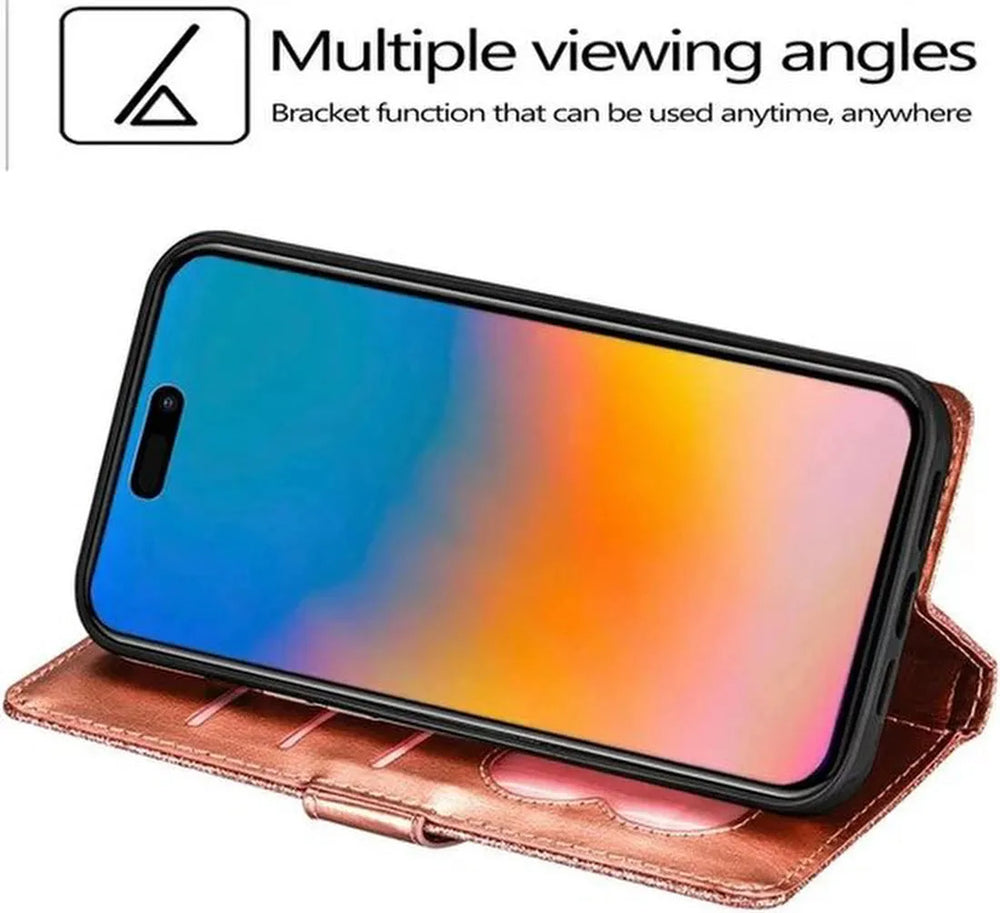 iPhone 13 Pro Max Hoesjes – Glitter Portemonnee Hoes – Rits & Koord – Roségoud-Ilumina Benelux