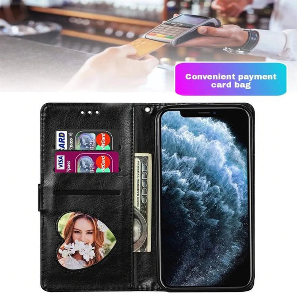 iPhone 12 Mini Hoesjes – Glitter Portemonnee Hoes – Rits & Koord – Pasjeshouder – Zwart-Ilumina Benelux