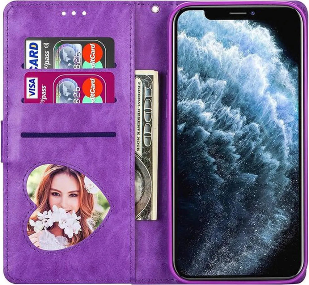 iPhone 11 Pro Max Hoesjes – Glitter Portemonnee Hoes – Rits & Koord – Paars-Ilumina Benelux