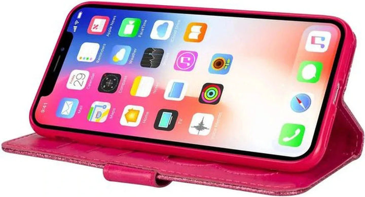 iPhone XR Hoesjes – Glitter Portemonnee Hoes – Rits & Koord – Roze-Ilumina Benelux