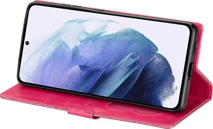 Samsung Galaxy S23 Ultra Hoesjes – Glitter Portemonnee Hoes – Rits & Koord – Pasjeshouder – Roze-Ilumina Benelux