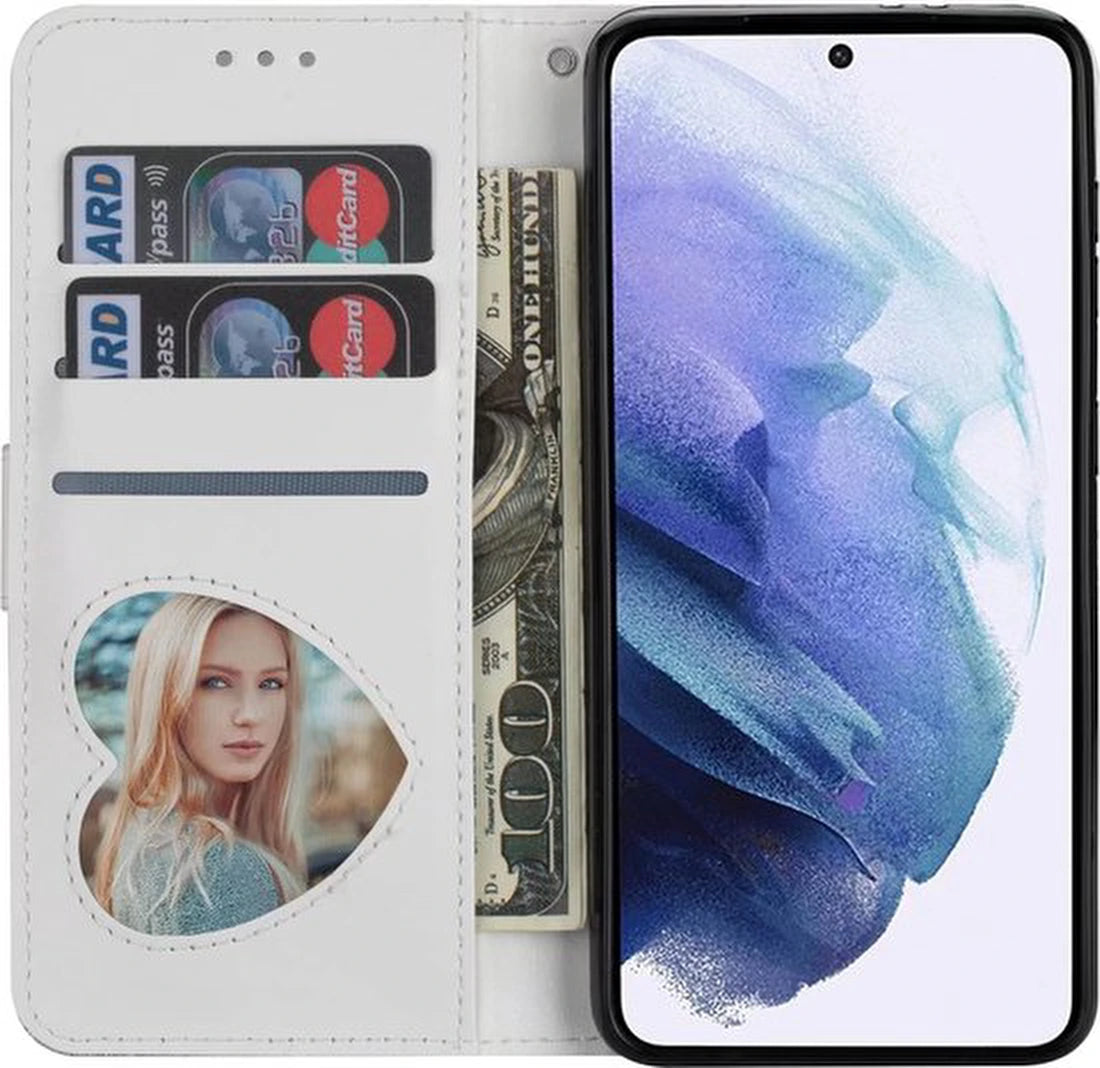 Samsung Galaxy S22 Hoesjes – Glitter Portemonnee Hoes – Rits & Koord – Pasjeshouder – Zilver