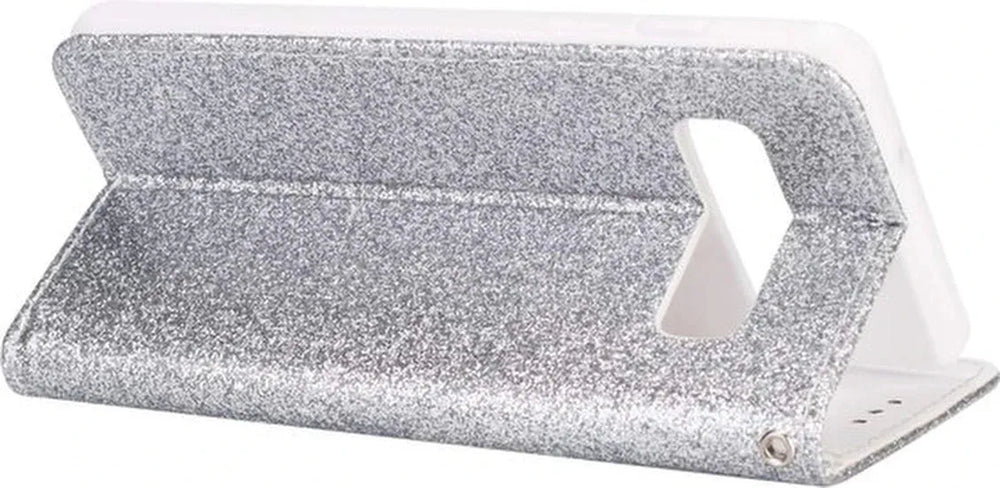 Samsung Galaxy S10 Plus Hoesjes – Glitter Portemonnee Hoes – Rits & Koord – Pasjeshouder – Zilver-Ilumina Benelux