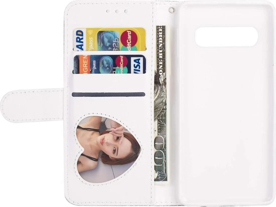 Sparkly Glitter Wallet Hoesje met Rits & Koord Geschikt voor: Samsung Galaxy S10E - Zilver