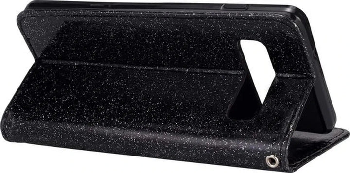 Samsung Galaxy S10E Hoesjes – Glitter Portemonnee Hoes – Rits & Koord – Pasjeshouder – Zwart-Ilumina Benelux