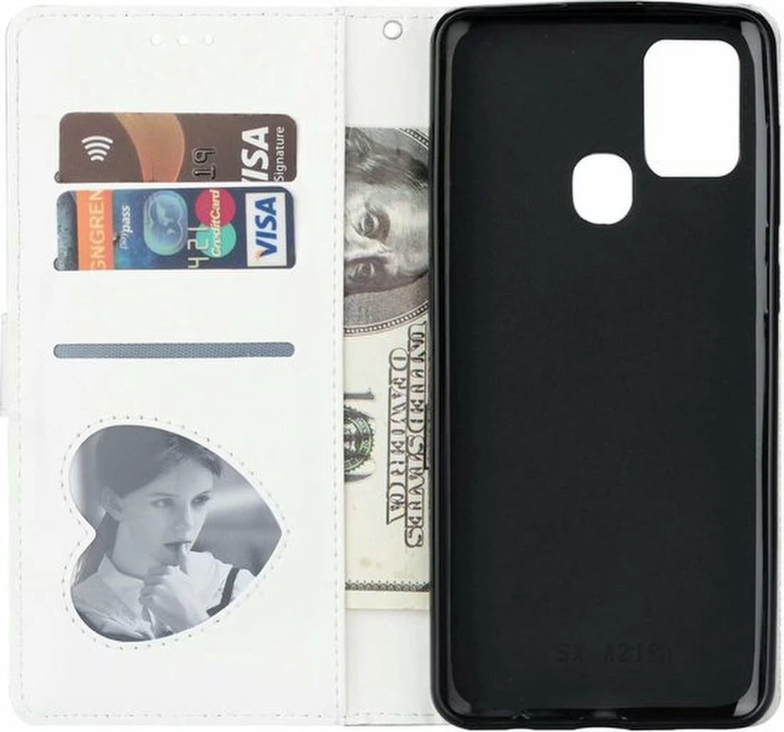 Samsung Galaxy M31S Hoesjes – Glitter Portemonnee Hoes – Rits & Koord – Pasjeshouder – Zilver