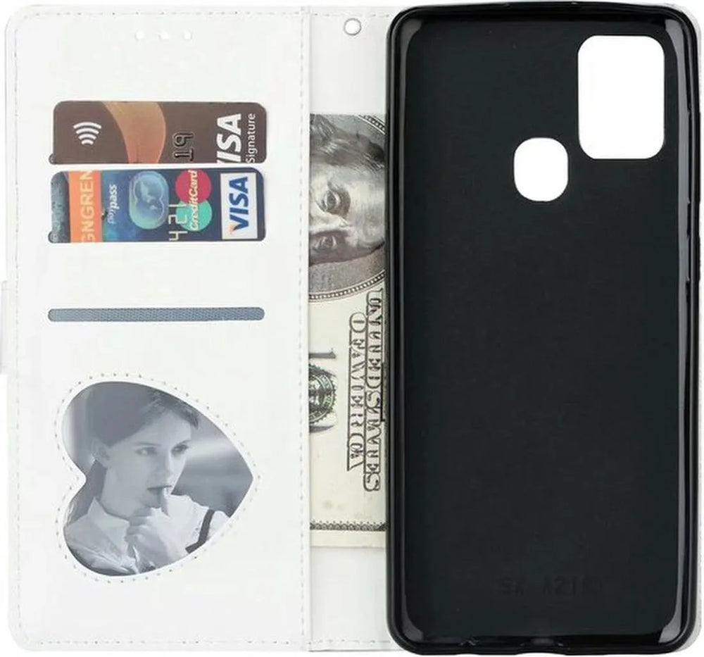 Samsung Galaxy M31S Hoesjes – Glitter Portemonnee Hoes – Rits & Koord – Pasjeshouder – Zilver-Ilumina Benelux