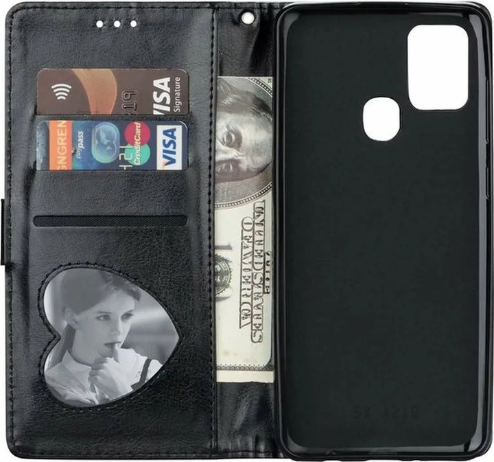 Samsung Galaxy M31S Hoesjes – Glitter Portemonnee Hoes – Rits & Koord – Pasjeshouder – Zwart-Ilumina Benelux