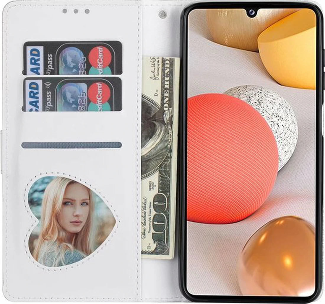 Samsung Galaxy A12 / M12 Hoesjes – Glitter Portemonnee Hoes – Rits & Koord – Zilver