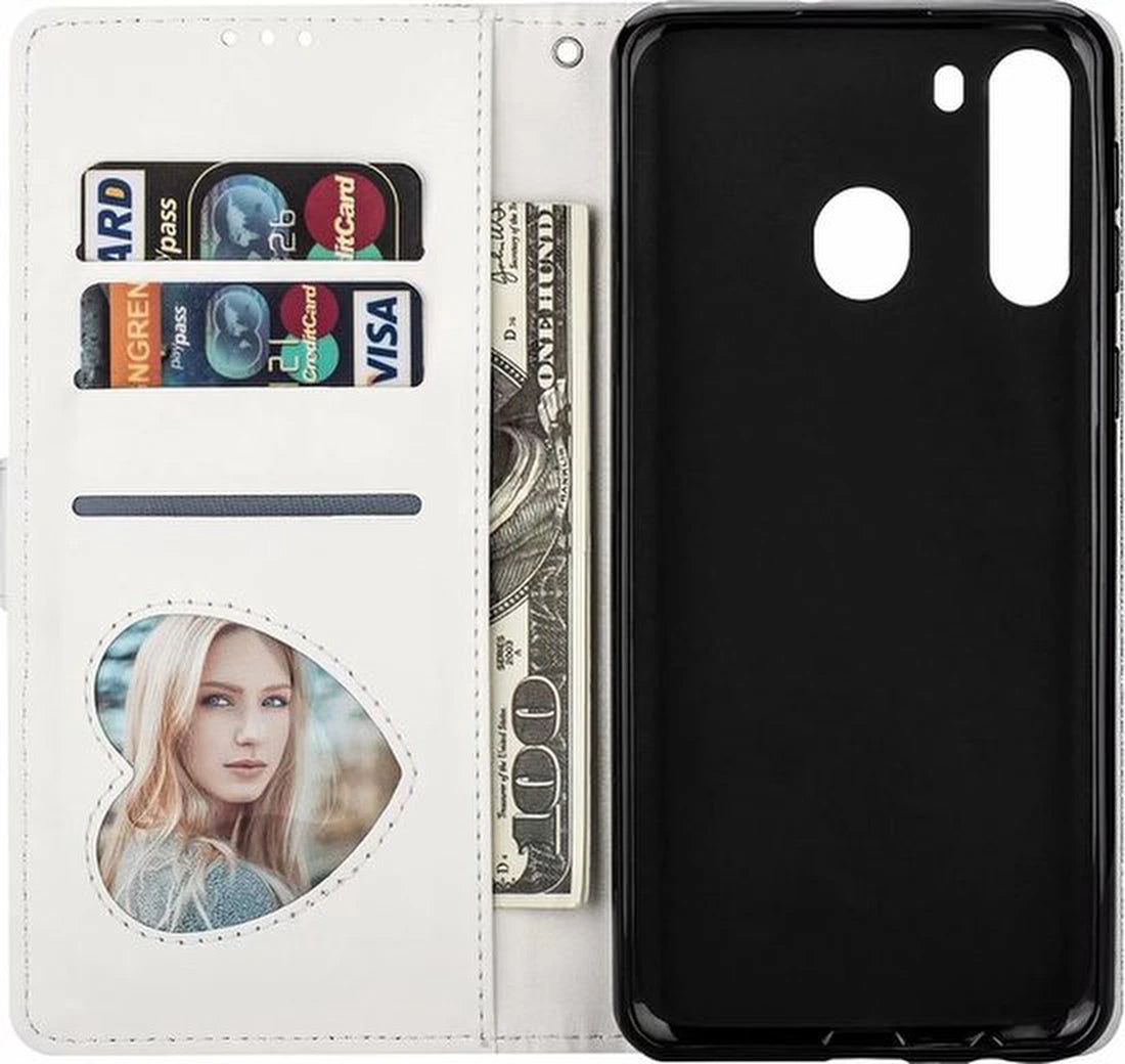 Sparkly Glitter Wallet Hoesje met Rits & Koord Geschikt voor: Samsung Galaxy A11 - Zilver