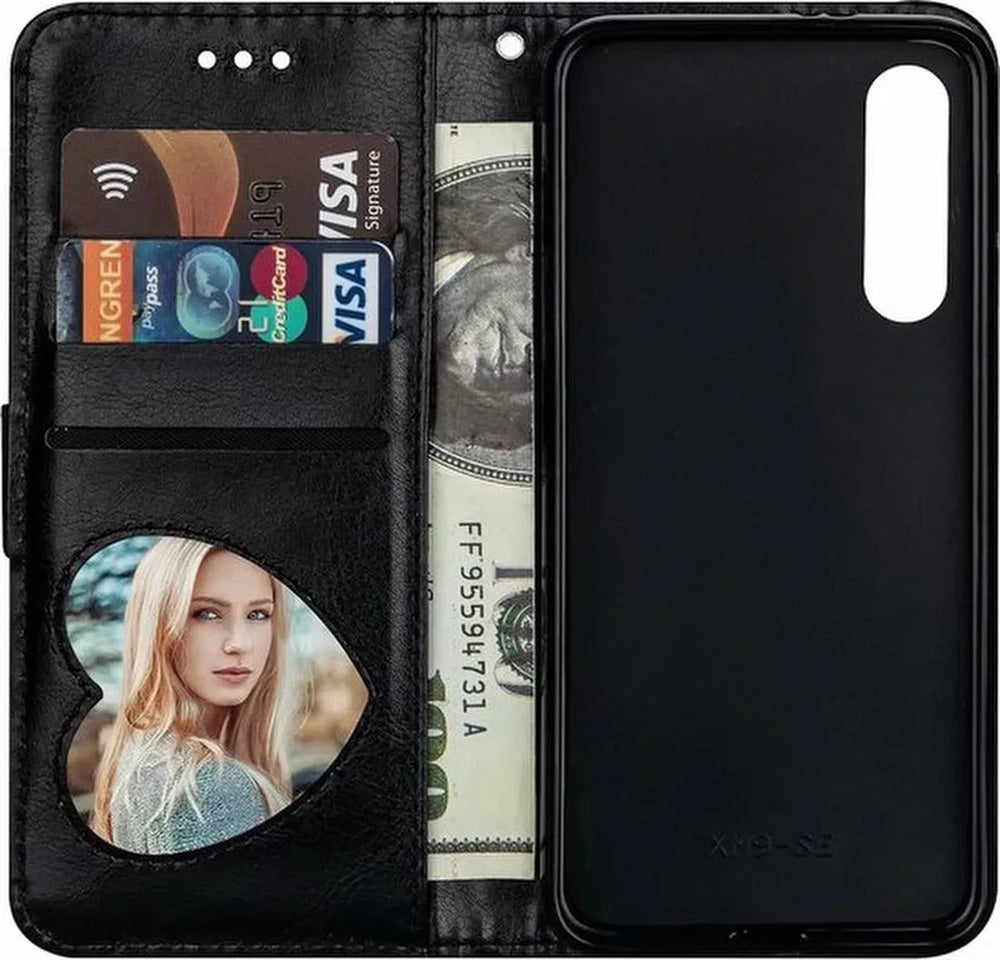 Samsung Galaxy A01 Hoesjes – Glitter Portemonnee Hoes – Rits & Koord – Pasjeshouder – Zwart-Ilumina Benelux
