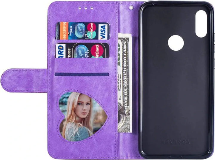 Samsung Galaxy A20s Hoesjes – Glitter Portemonneehoes – Rits & Koord – Paars-Ilumina Benelux