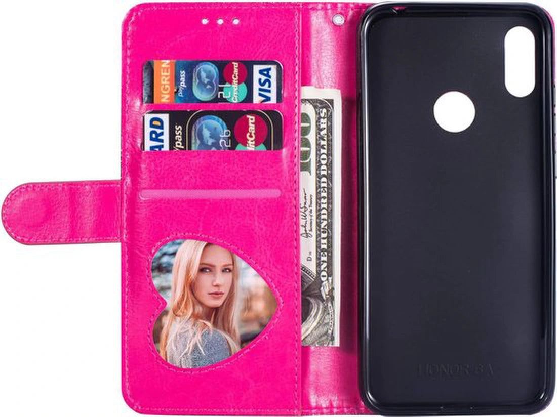 Sparkly Glitter Wallet Hoesje met Rits & Koord Geschikt voor: Samsung Galaxy A10s - Roze