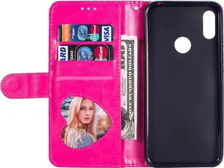Samsung Galaxy A10s Hoesjes – Glitter Portemonneehoes – Rits & Koord – Pasjeshouder – Roze-Ilumina Benelux