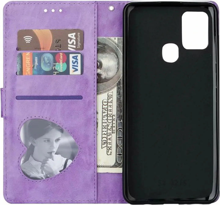 OPPO A15/A15s/A35 2021 Hoesjes – Glitter Portemonnee Hoes – Rits & Koord – Pasjeshouder – Paars-Ilumina Benelux