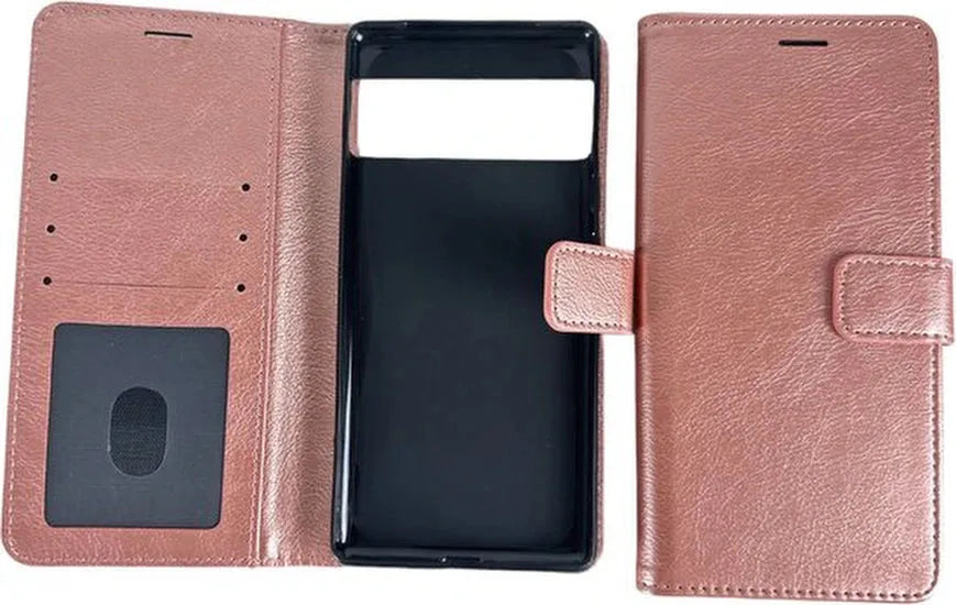 Google Pixel 6 Pro Hoesjes – Portemonnee Book Case – Pasjeshouder – Magneetsluiting – Roségoud-Ilumina Benelux