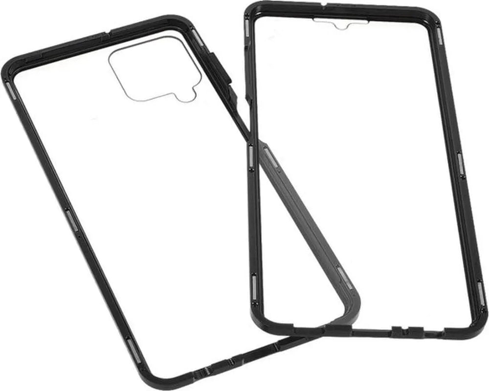 Samsung Galaxy A22 4G Hoesjes – Magnetische 360° Bescherming – Metalen Frame – Gehard Glas Achterkant + Screenprotector – Zwart-Ilumina Benelux