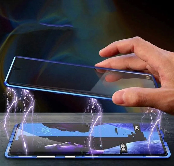 Samsung Galaxy A32 4G Hoesjes – Magnetisch Metalen Frame – Gehard Glas Achterkant – 360° Bescherming – Zwart-Ilumina Benelux